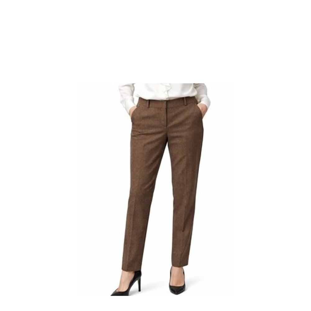 Vince Camuto Dress Pants Womens Size 8 Brown Tweed Pockets Hook Eye Mid Rise 31W
